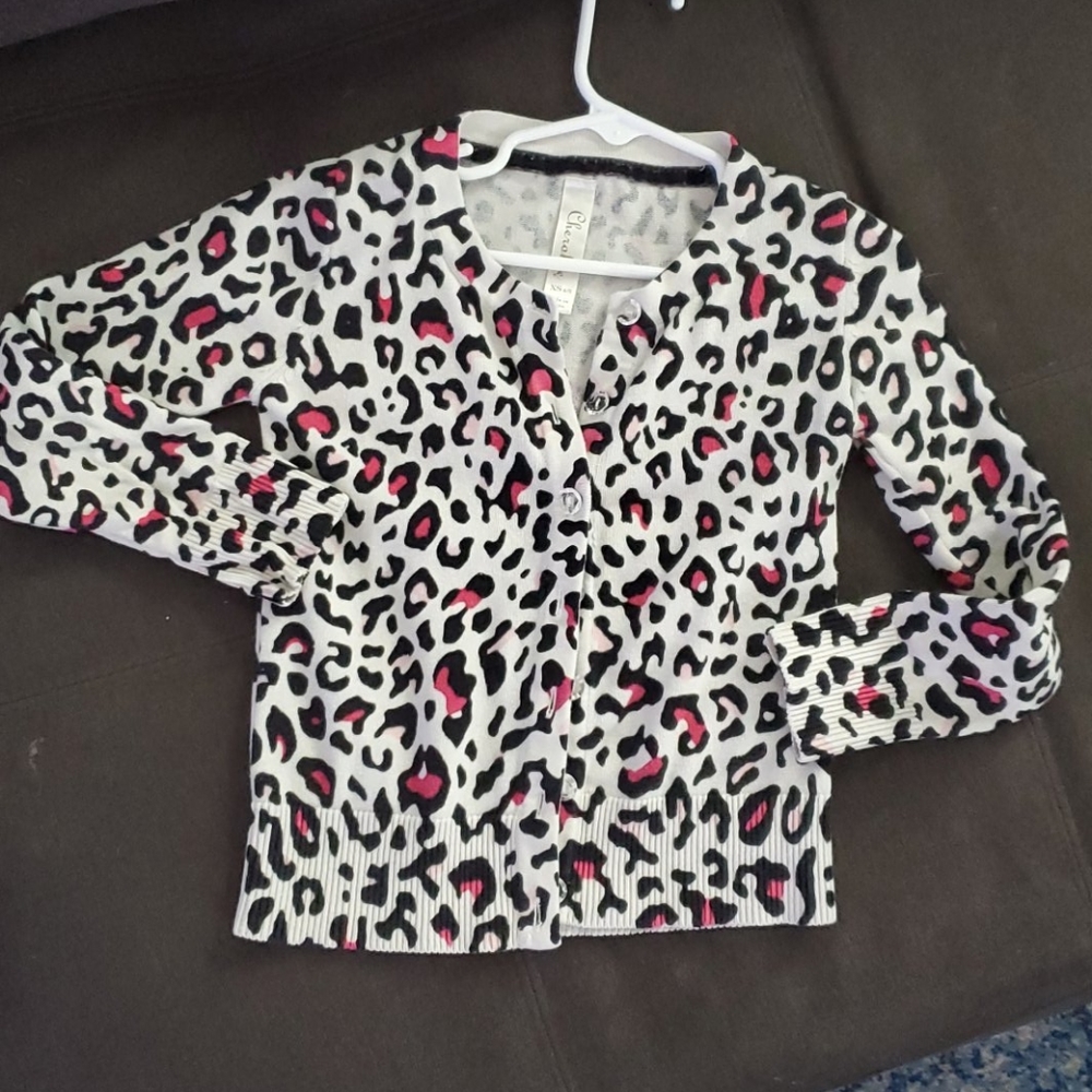 Leopard button up sweater